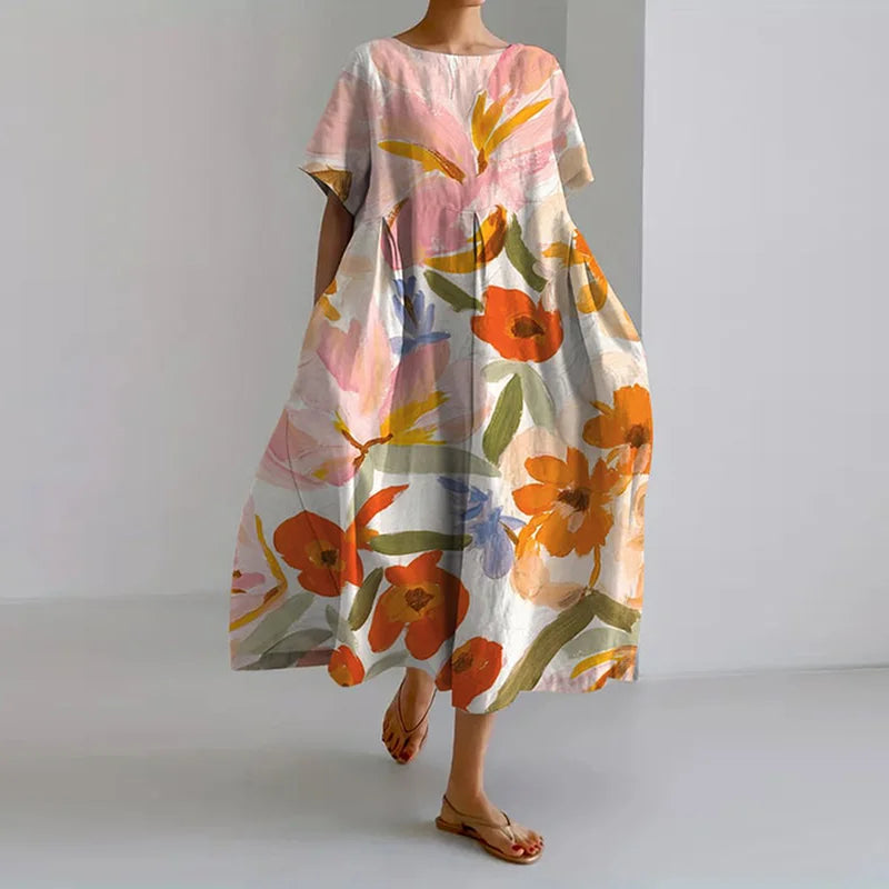 ISLA - FLORAL PRINT V-NECK DRESS