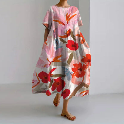ISLA - FLORAL PRINT V-NECK DRESS